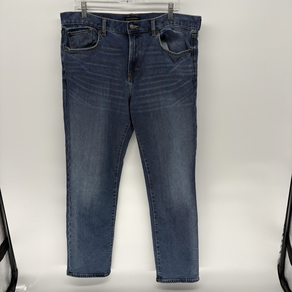 Banana Republic  Blue Straight Jeans Premium Performance Stretch Denim Men 36X31